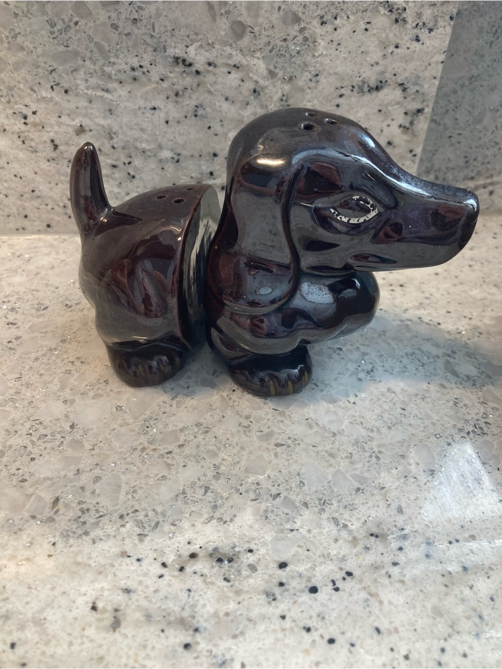 Ceramic Dachshund Salt and Pepper Shaker Set - Brown